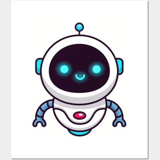 Cute Robot Cartoon Posters and Art